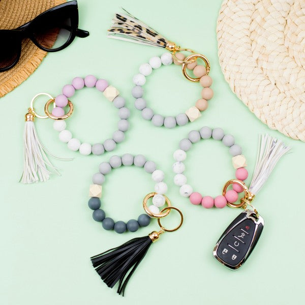 Aili's Corner Silicone Color Block Key Ring Bracelet