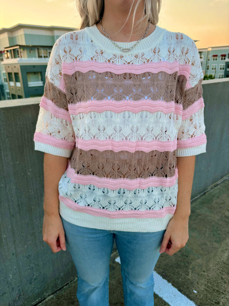 J. Lee Mocha Pink Knit Top