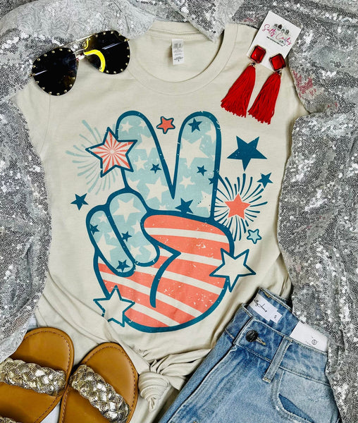 PEACE STARS & STRIPE TEE