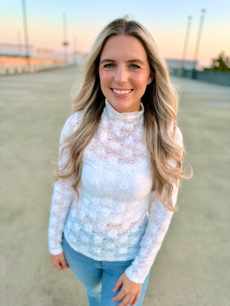 J. Lee Lace Mock Neck Tops