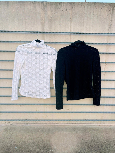 J. Lee Lace Mock Neck Tops