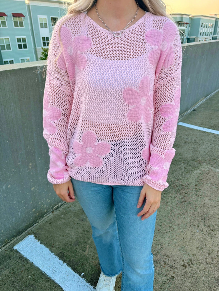 J. Lee Pink Flower Knit Top – The Savvy Cactus Co J. Lee Pink Flower Knit Top – The Savvy Cactus Co
