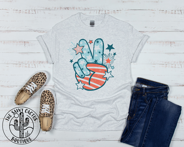 PEACE STARS & STRIPE TEE
