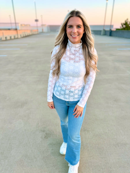 J. Lee Lace Mock Neck Tops