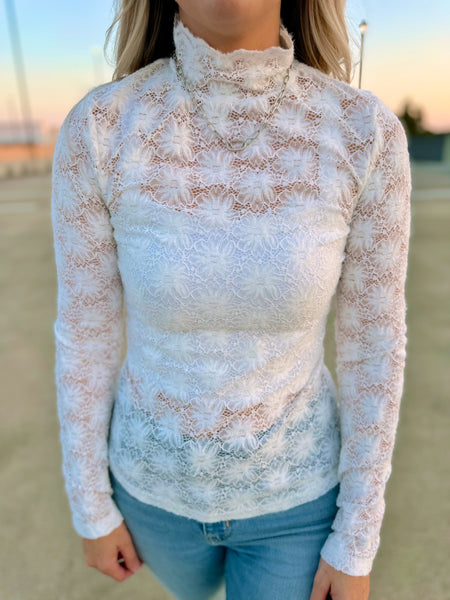 J. Lee Lace Mock Neck Tops