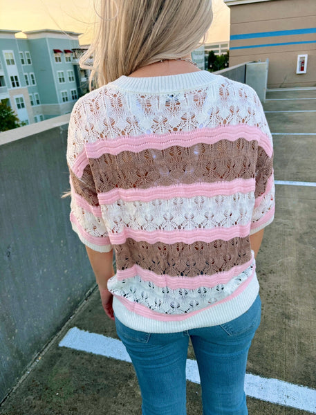 J. Lee Mocha Pink Knit Top