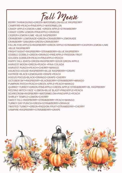 FALL LOADED UP TEAS MENU