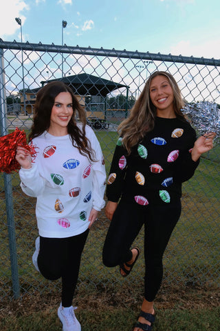 Multicolor Sequin Football Patch Corded Crews