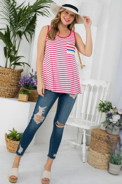 e Luna PLUS MIXED STRIPE TANK TOP