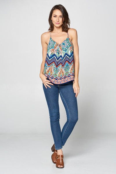 Renee C. Sleeveless Print V-neck Tank Top