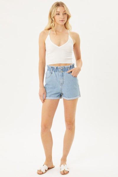 Love Tree Double Buttoned Waistband Denim Shorts