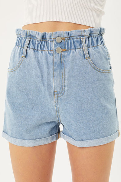 Love Tree Double Buttoned Waistband Denim Shorts