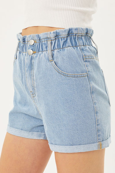 Love Tree Double Buttoned Waistband Denim Shorts