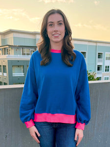 J. Lee Navy & Pink Sweatshirt