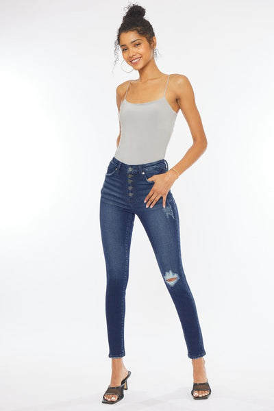 Kan Can High Rise Piecing Detail Super Skinny Jeans