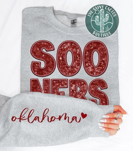 FAUX SEQUIN SOONERS-TSC