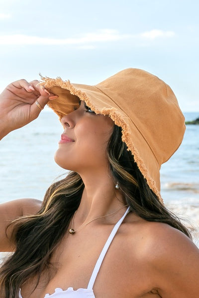 Aili's Corner Frayed Edge Canvas Bucket Hat