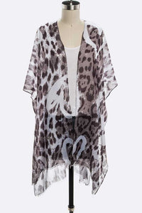 LA Jewelry Plaza Snow Leopard Printed Kimono Cardigan