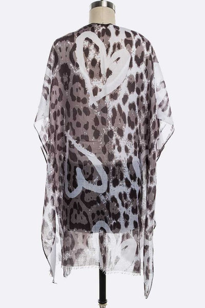 LA Jewelry Plaza Snow Leopard Printed Kimono Cardigan