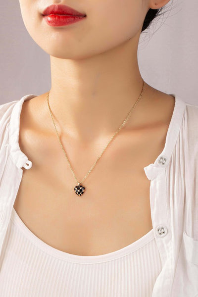 LA3accessories Checker Heart Pendant Necklace