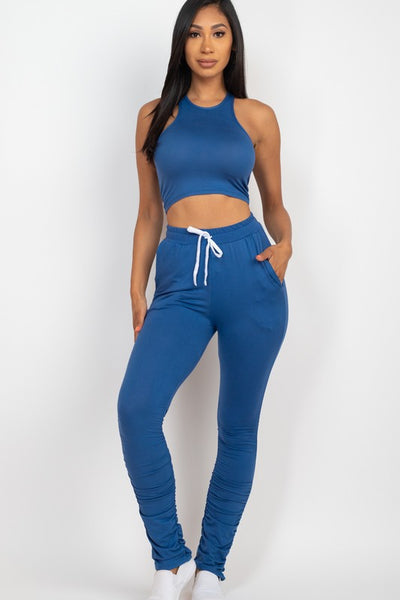 Capella Crop Top & Ruched Drawstring Pants Set