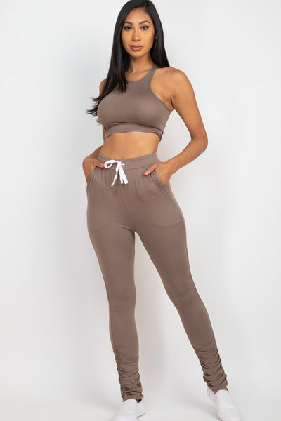 Capella Crop Top & Ruched Drawstring Pants Set