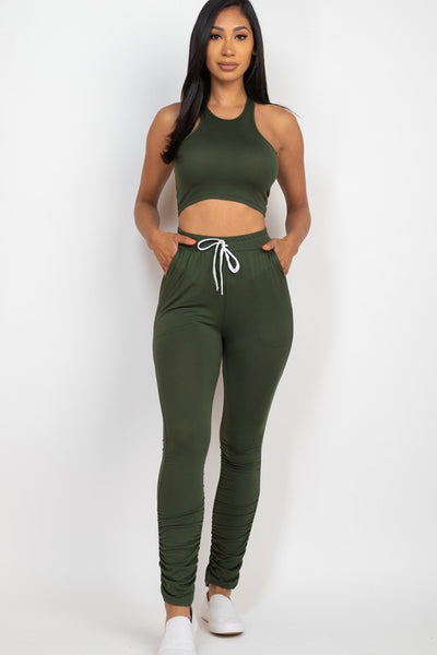 Capella Crop Top & Ruched Drawstring Pants Set