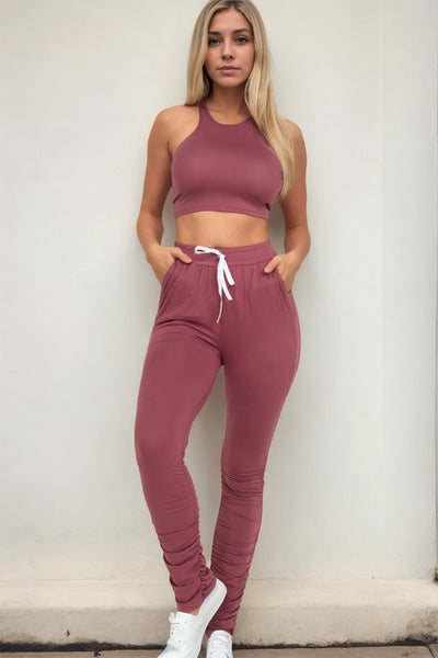 Capella Crop Top & Ruched Drawstring Pants Set