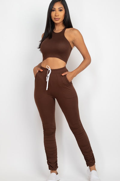 Capella Crop Top & Ruched Drawstring Pants Set