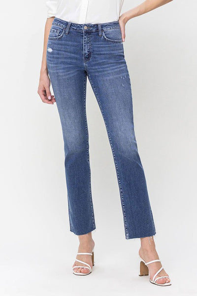 Flying Monkey High Rise Straight Jean With Raw Hem