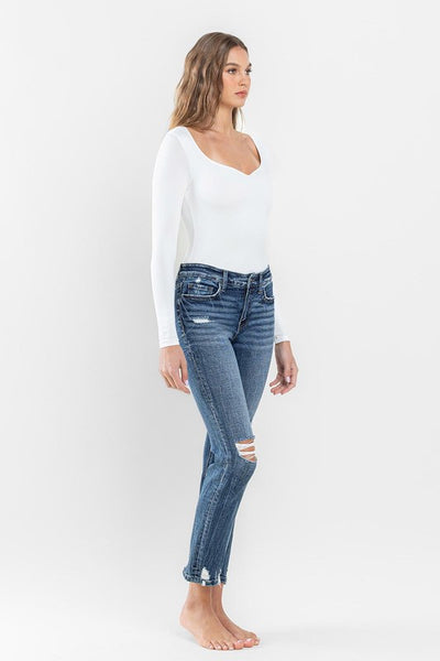 Flying Monkey Mid Rise Distressed Crop Slim Straight Jeans