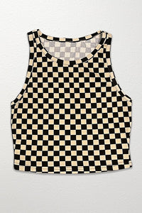 Miss Sparkling Cropped printed rib knit tank