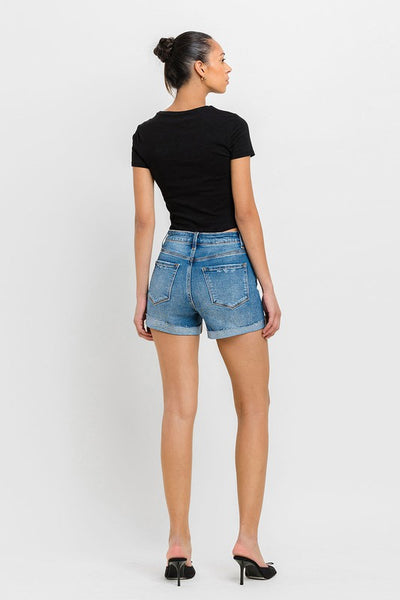 VERVET by Flying Monkey Super High Rise Button Up Mom Shorts