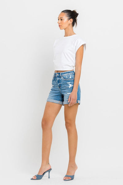 VERVET by Flying Monkey High Rise Double Cuff Shorts