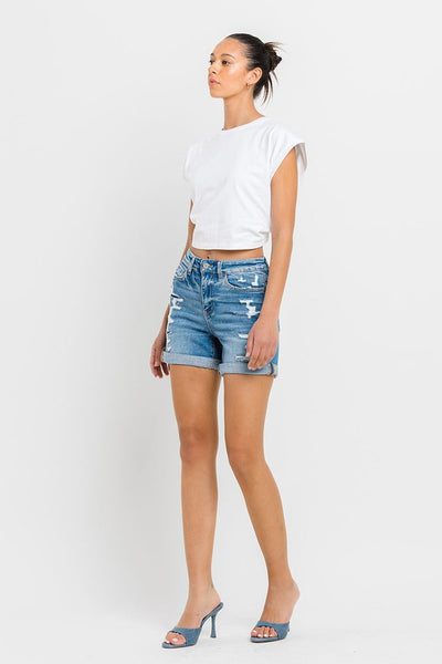 VERVET by Flying Monkey High Rise Double Cuff Shorts