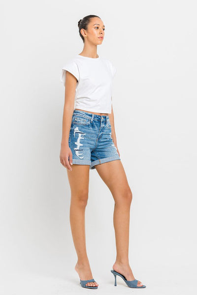 VERVET by Flying Monkey High Rise Double Cuff Shorts