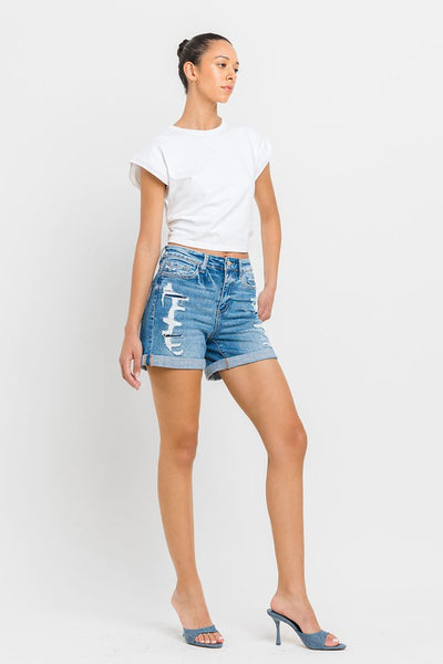 VERVET by Flying Monkey High Rise Double Cuff Shorts