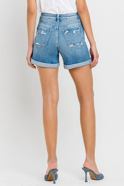 VERVET by Flying Monkey High Rise Double Cuff Shorts