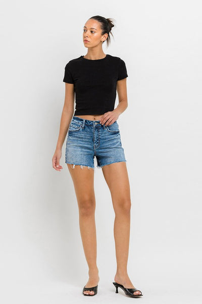 VERVET by Flying Monkey High Rise Raw Hem Denim Shorts