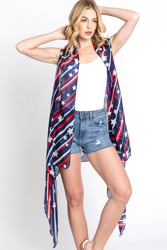 LA Jewelry Plaza Americana Everyday Flag Print Vest