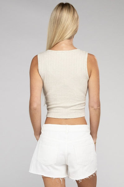 ZENANA Ribbed Scoop Neck Cropped Sleeveless Top