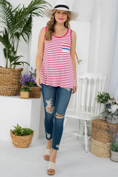 e Luna PLUS MIXED STRIPE TANK TOP