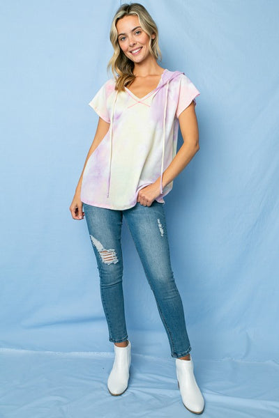 e Luna PLUS TIE DYE THERMAL HOODIE TOP