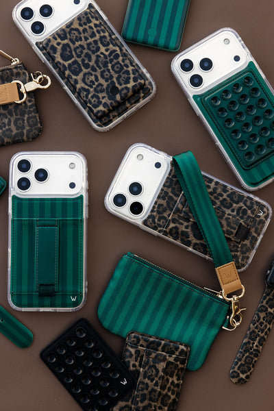 Evergreen Stripe Zipper Pouch
