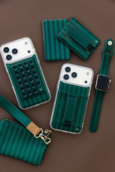 Evergreen Stripe Zipper Pouch