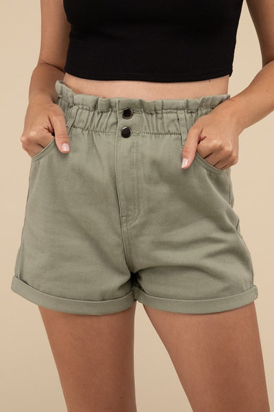 Love Tree Double Buttoned Waistband Denim Shorts