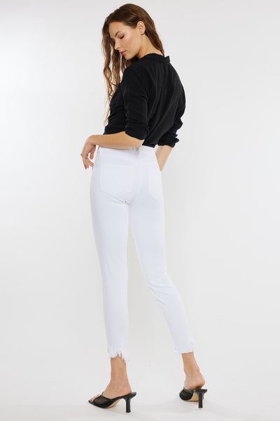 Kan Can High Rise Hem Detail Ankle Skinny Jeans