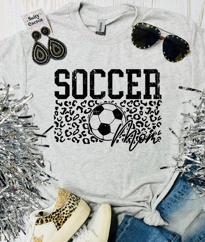 Soccer Mom Leopard Print Ash Grey Tee
