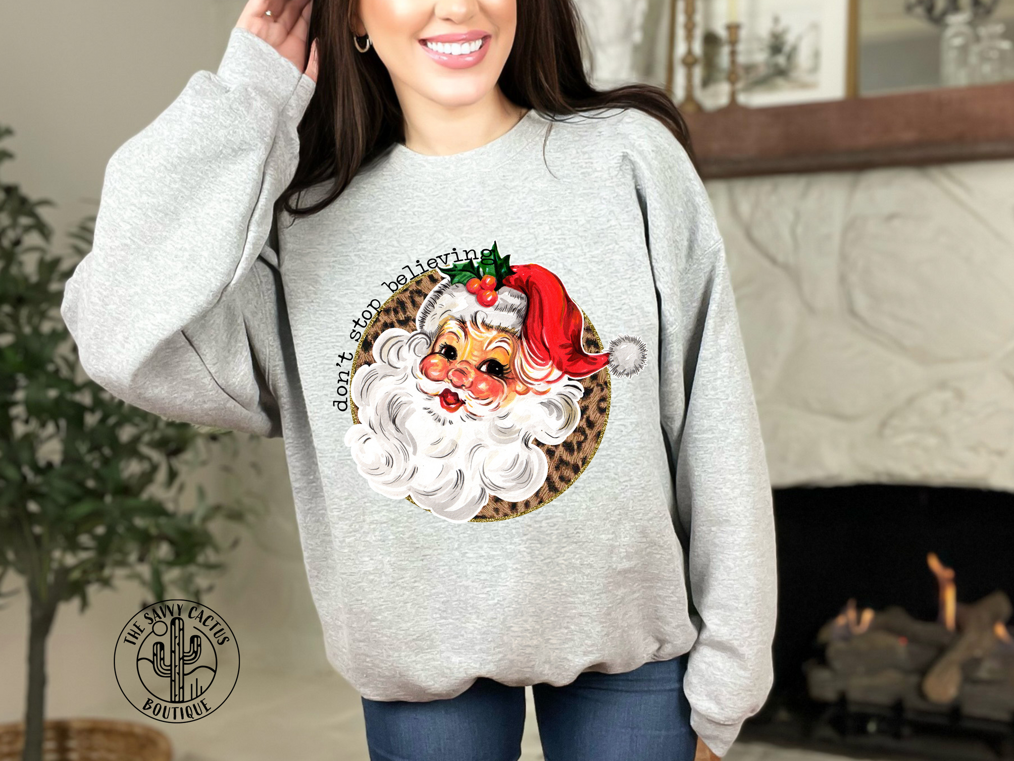 DON'T STOP BELIEVING SANTA SWEATSHIRT