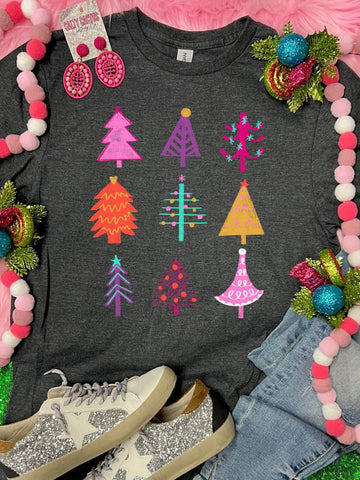 Hand Drawn Bright Christmas Trees